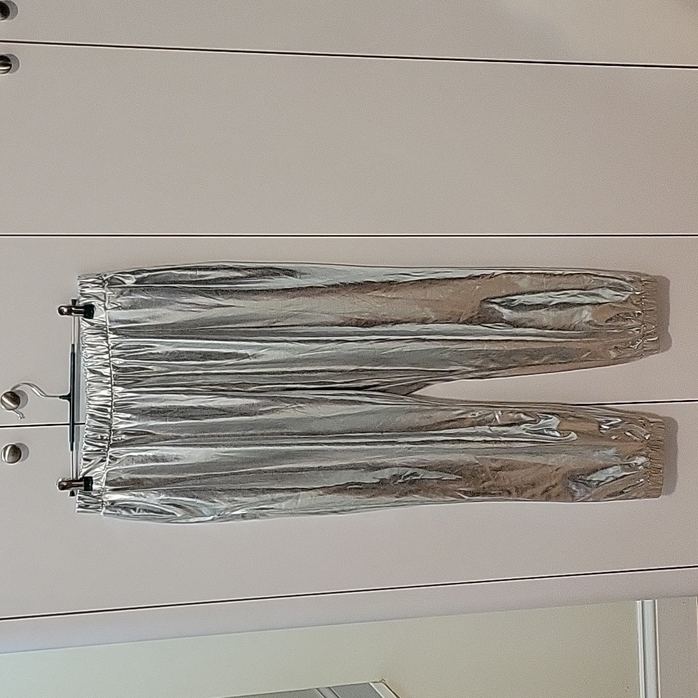 NWT Allegra K Metalic Silver Pants